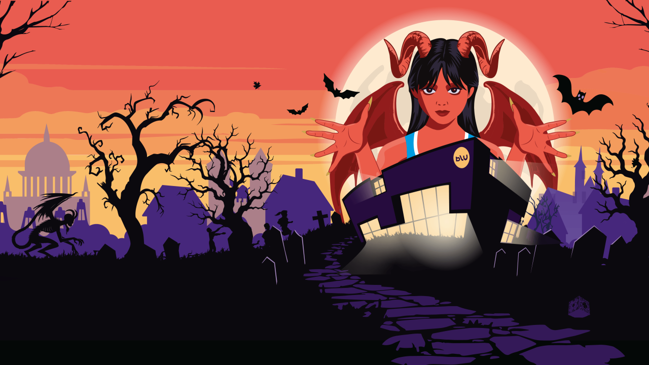 Illustration Halloween im blu