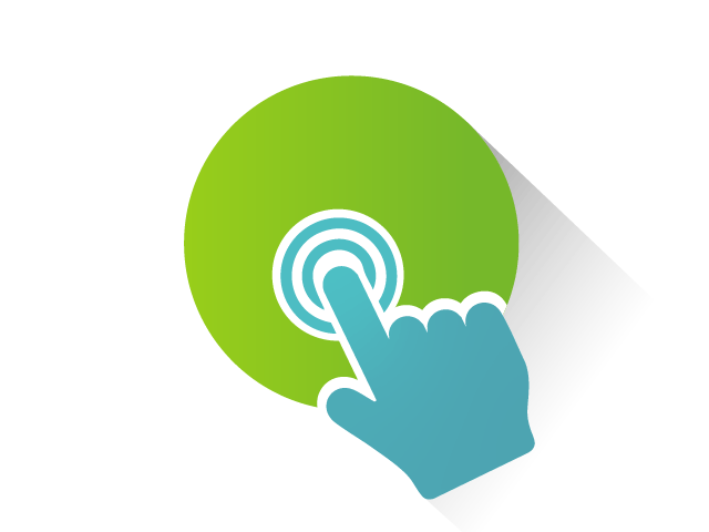 Icon Hand drückt mit Zeigefinger auf Knopf