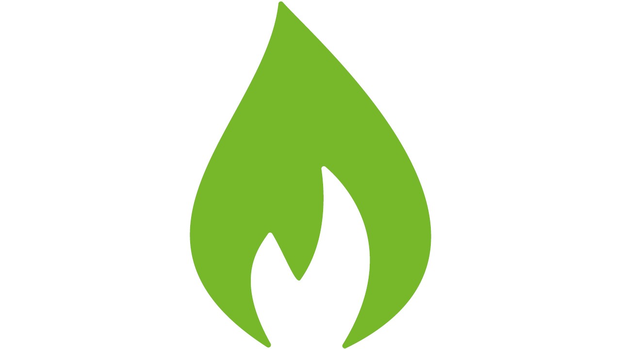 Grünes Icon Erdgas-Flamme