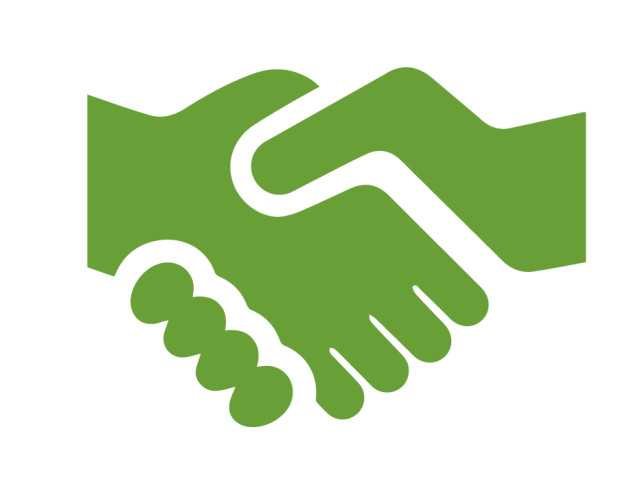 Grünes Icon symbolisiert Händedruck