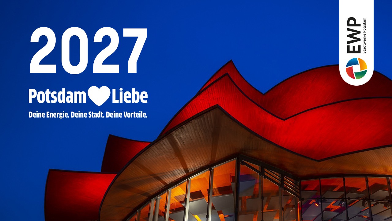 EWP Kalender „PotsdamLiebe“ 2027 mit dem Hans-Otto-Theater als Titelbild