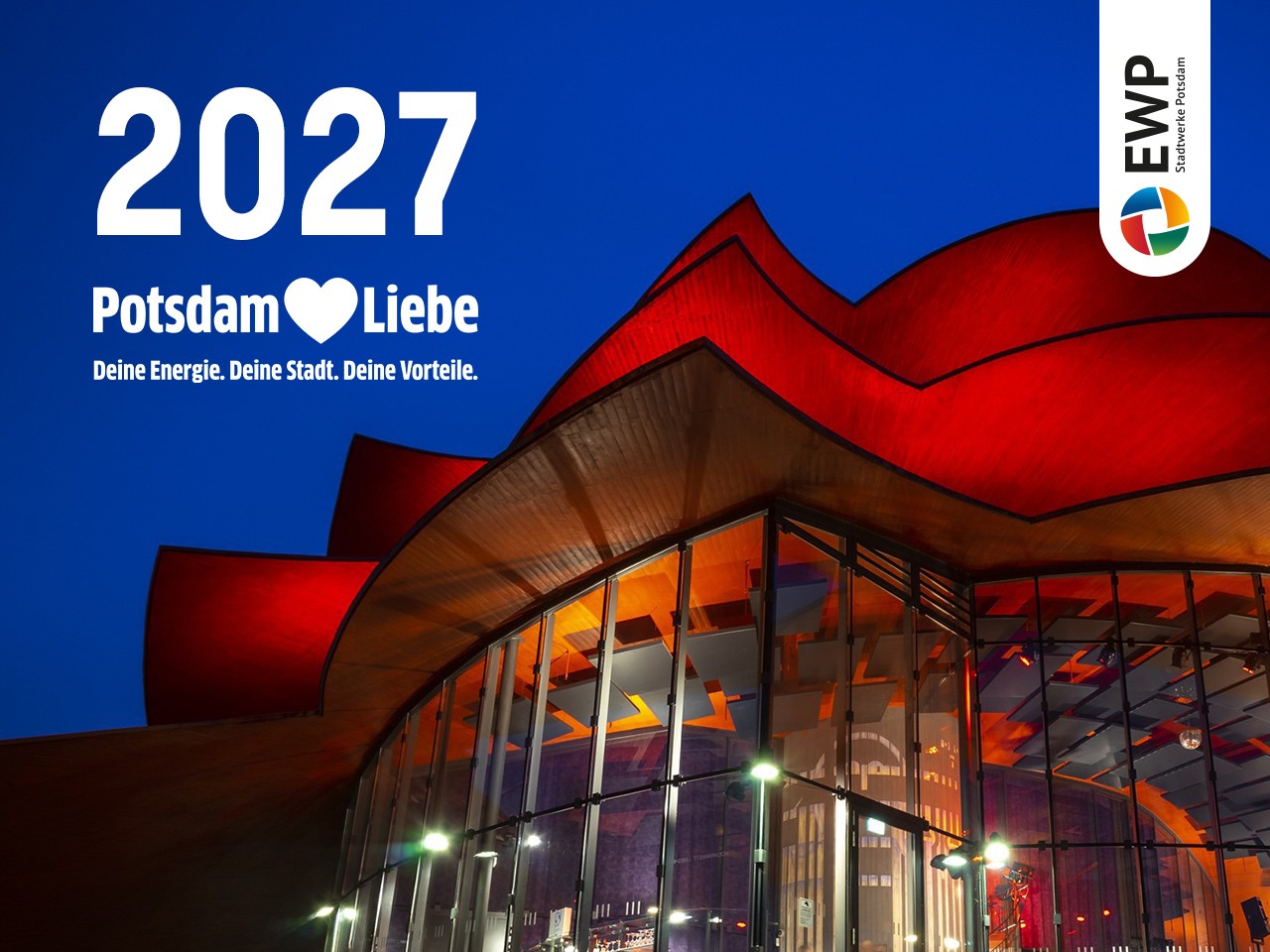 EWP Kalender „PotsdamLiebe“ 2027 mit dem Hans-Otto-Theater als Titelbild