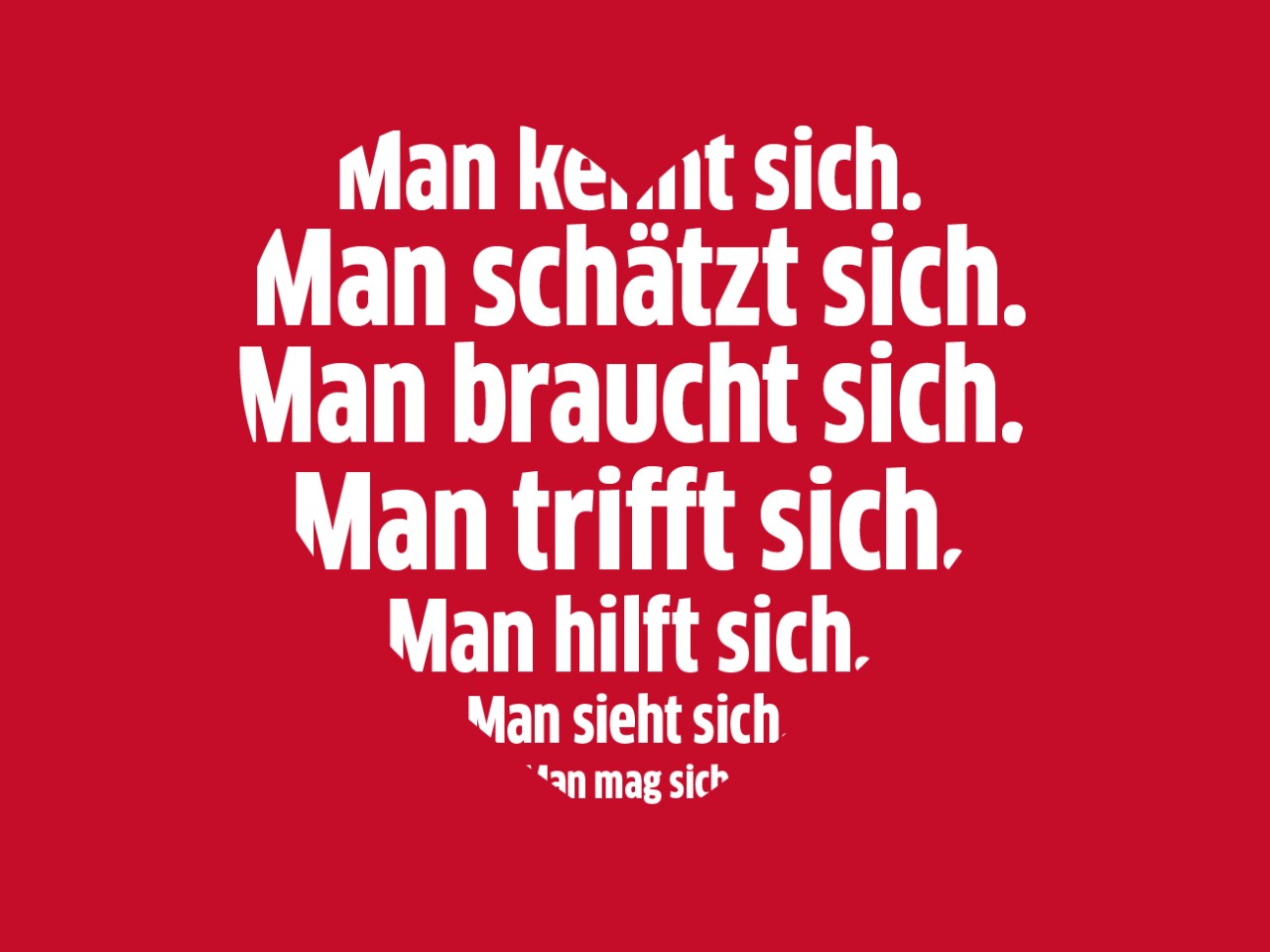 Ein Herz auf rotem Hintergrund bestehend aus einer Wortwolke