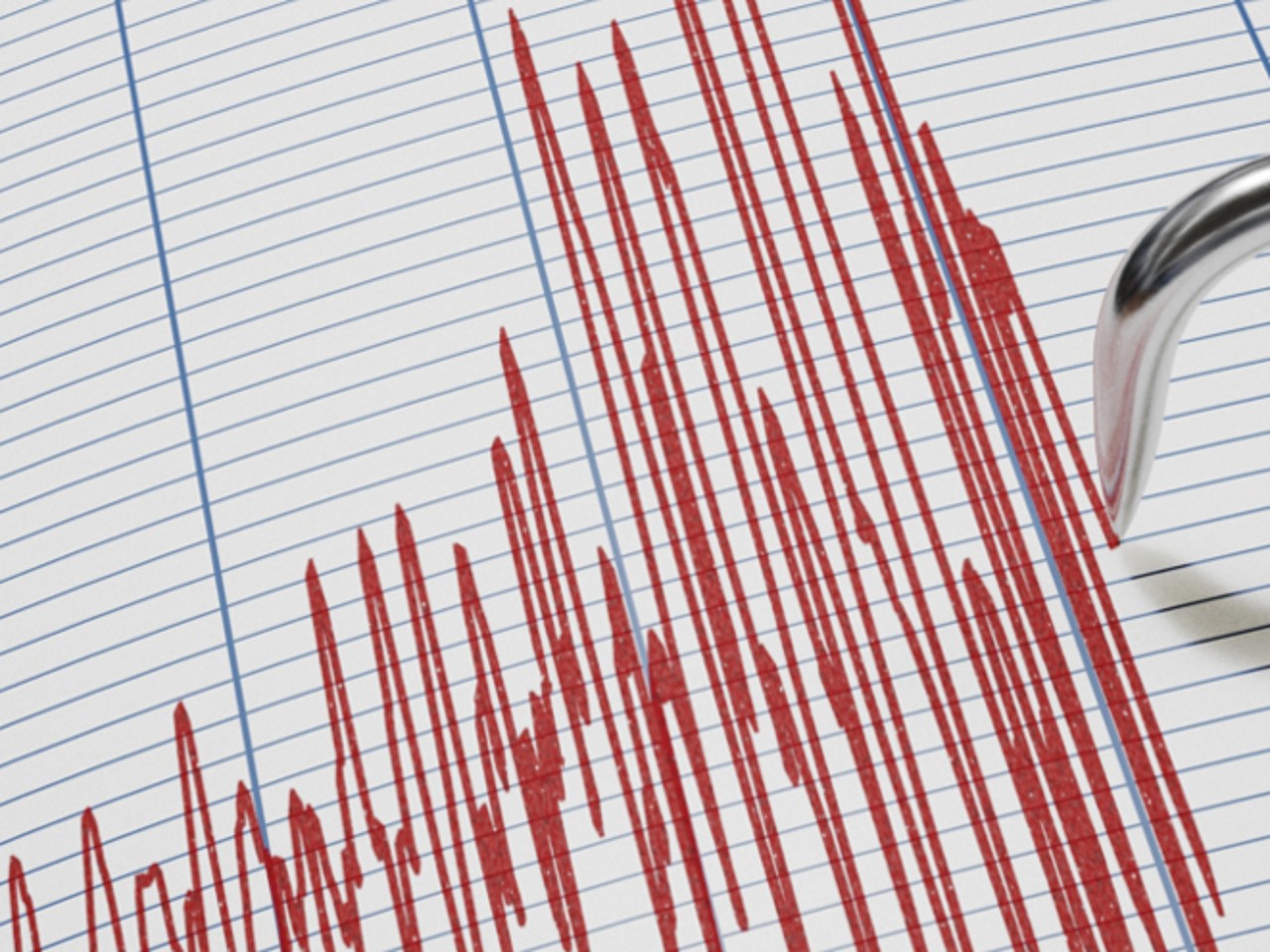 Rote Linie von Seismograph