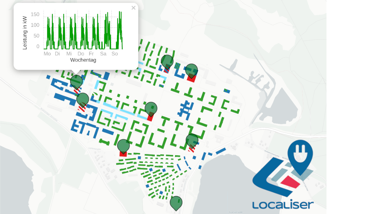 prognostizierte Lastkurve einer Quartiersgarage im Jahr 2040, © OpenStreetMap-Mitwirkende