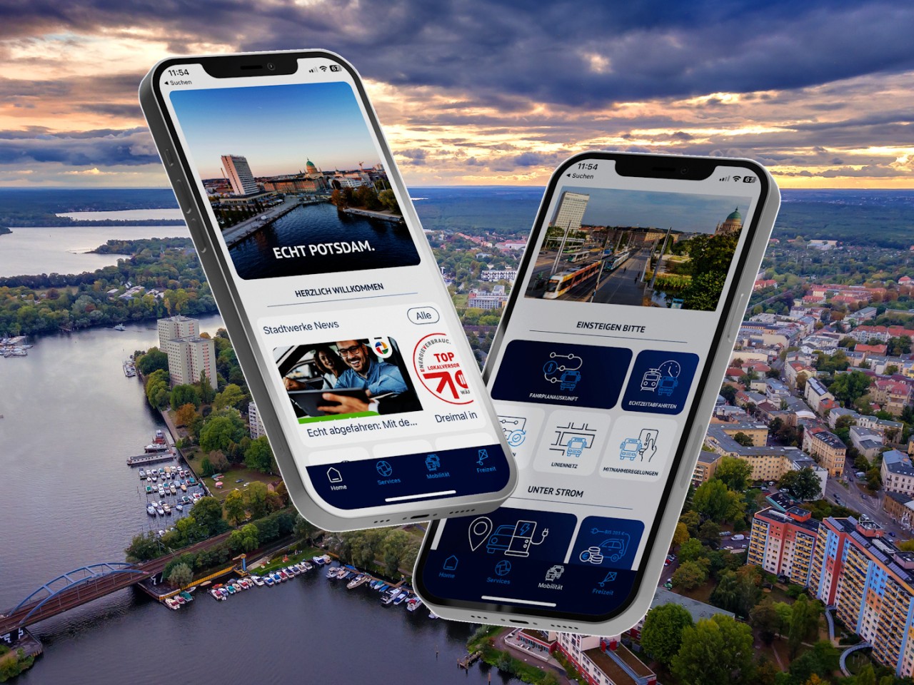 2 Handys mit der neuen Echt Potsdam App
