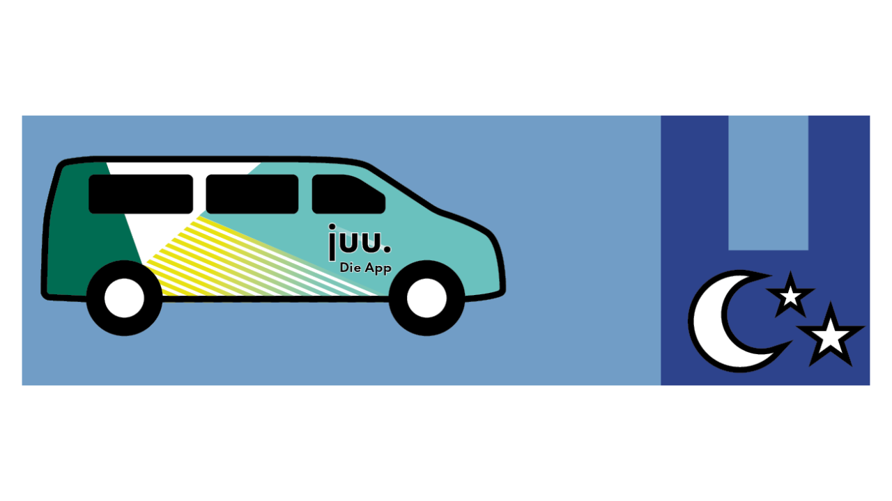 Der juu Bus, um nachts nach Hause zu kommen