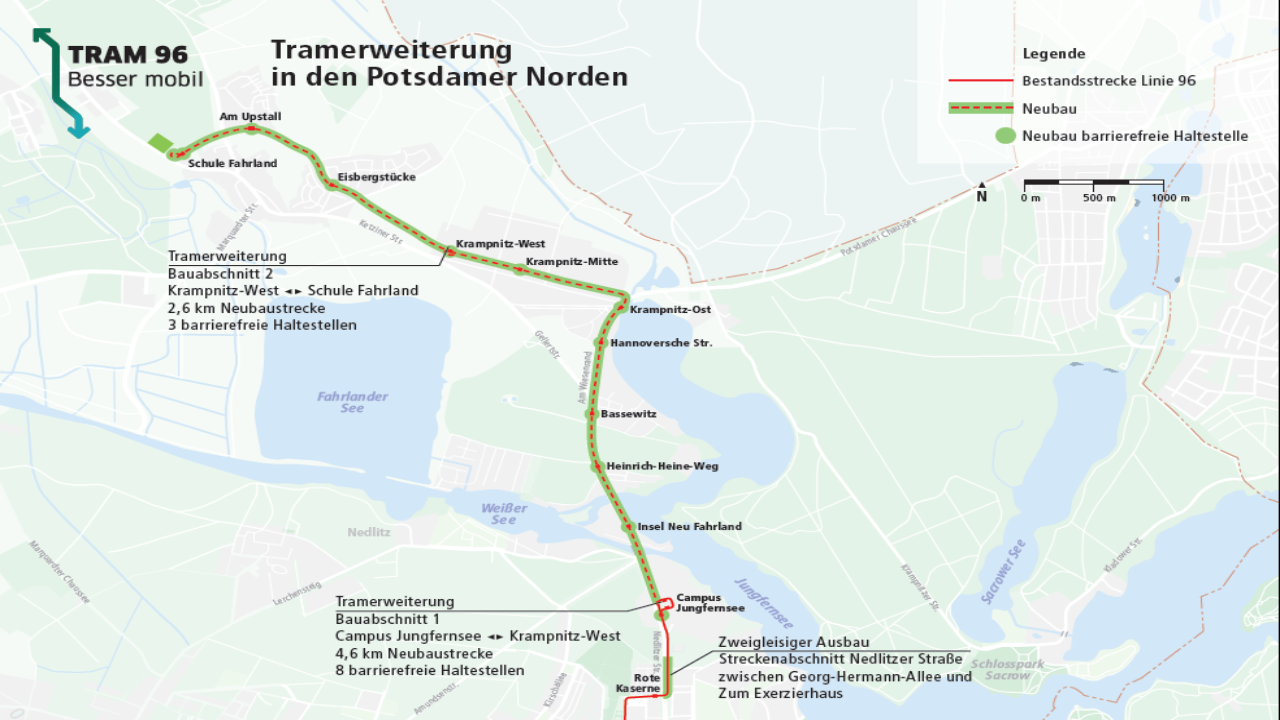 Übersichtskarte Tram 96, © Kontur - ViP