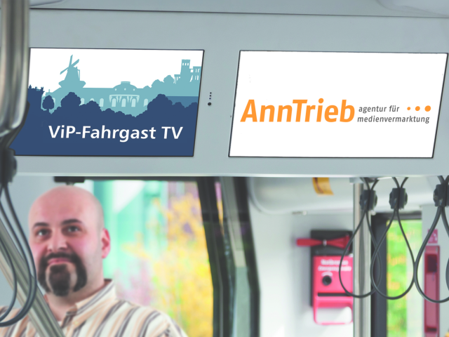 Fahrgast TV in Bussen und Bahnen, Bildschirme, © AnnTrieb