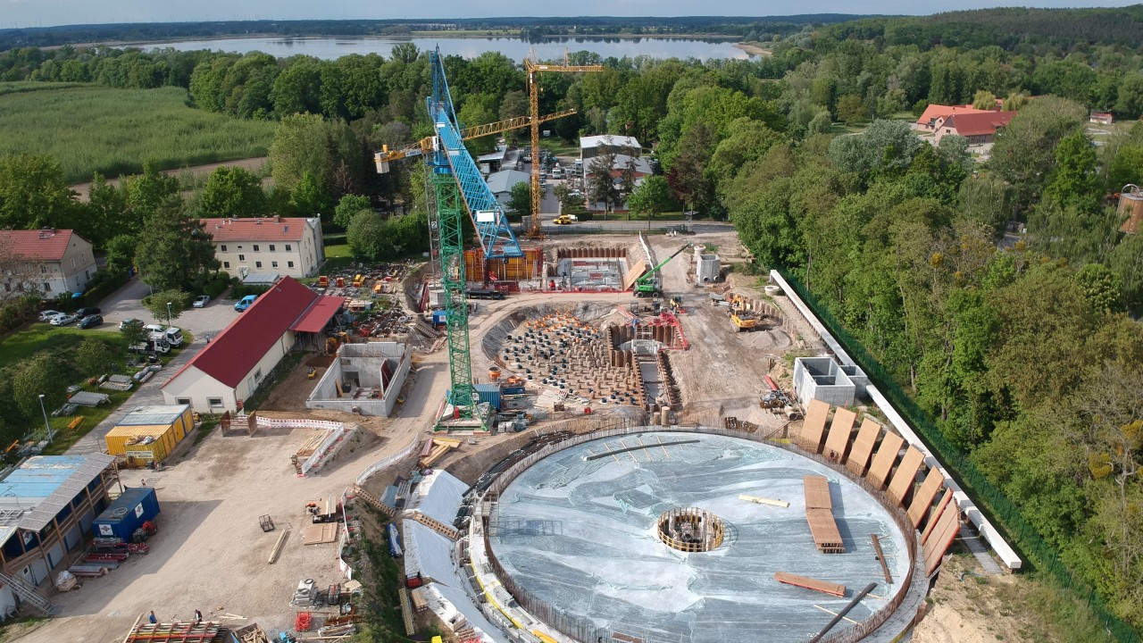 Luftaunahme vom Ausbau der Kläranlage Potsdam Nord